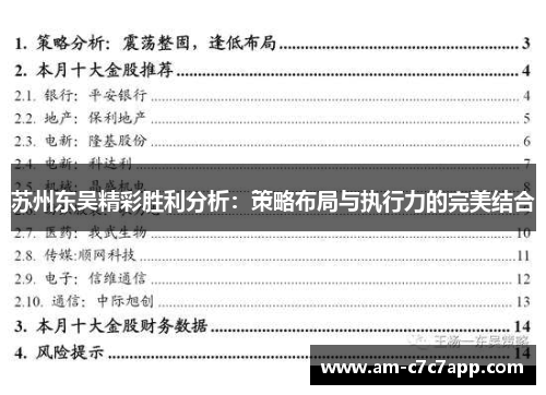 苏州东吴精彩胜利分析：策略布局与执行力的完美结合